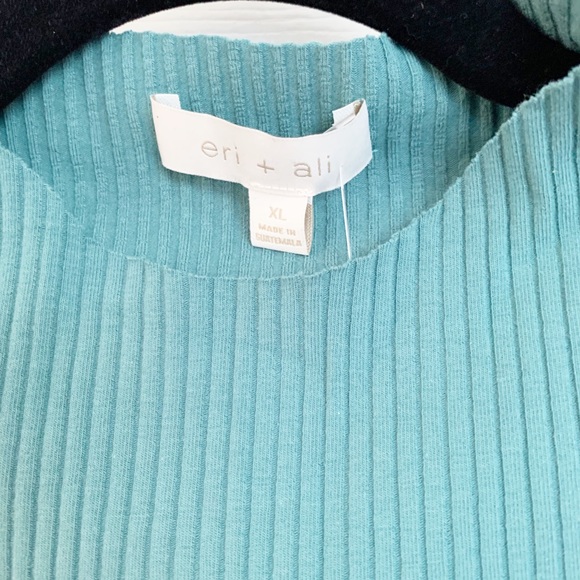 Anthropologie Teal Ribbed Tank Top - Picture 2 of 5